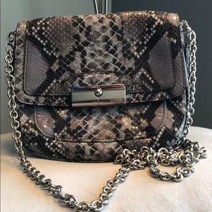 Coach Black and Gray Crossbody Bag with Silver Chain